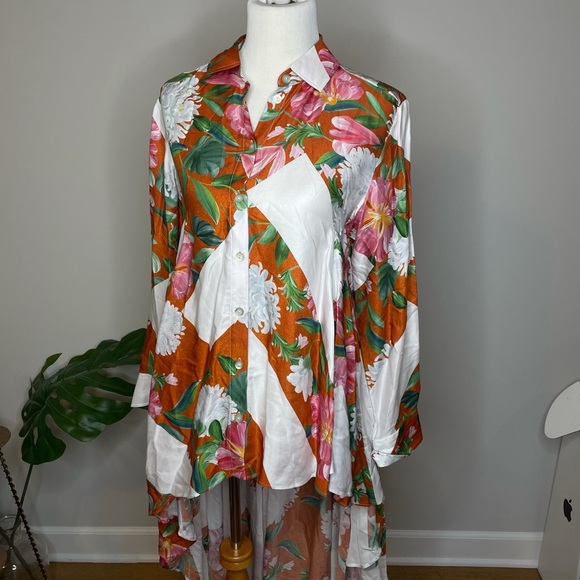 Palmer//Harding Long Asymmetric Floral Print Shirt - Picture 4 of 8